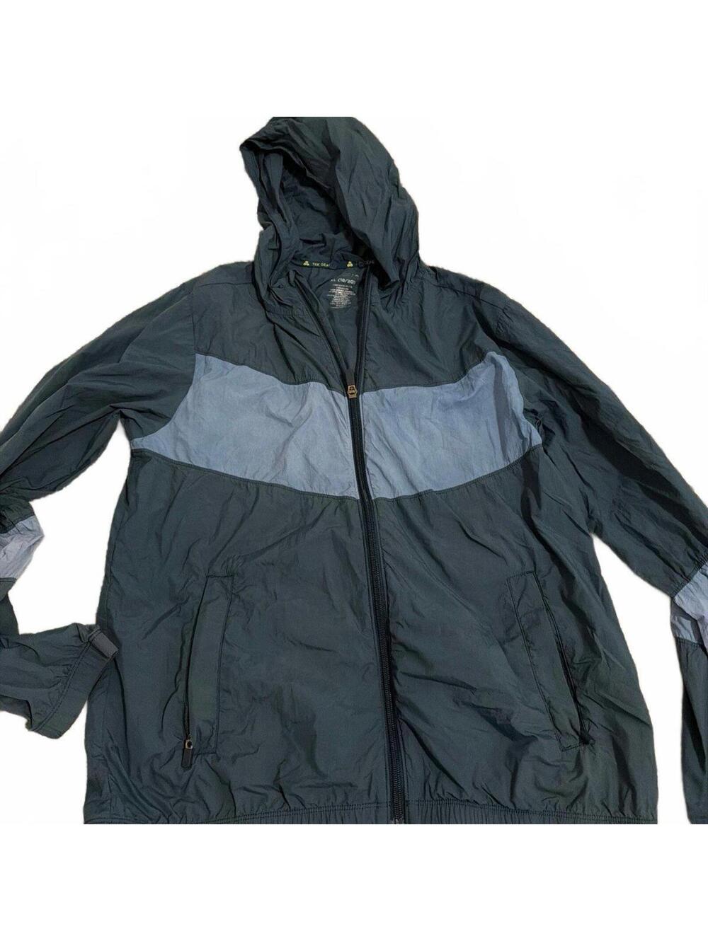 Tek Gear Boys Blue Hooded Windbreaker XL Lightweight Jacket